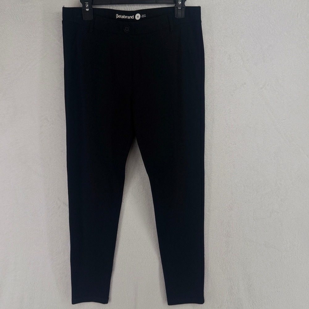 Betabrand Dress Pant Yoga Pants Women M Black Skinny Leg Workwear Comfort